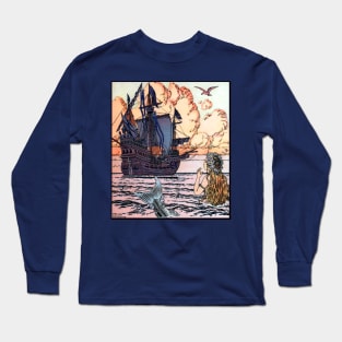 Ship on the Ocean, The Little Mermaid - Ivan Bilibin Long Sleeve T-Shirt